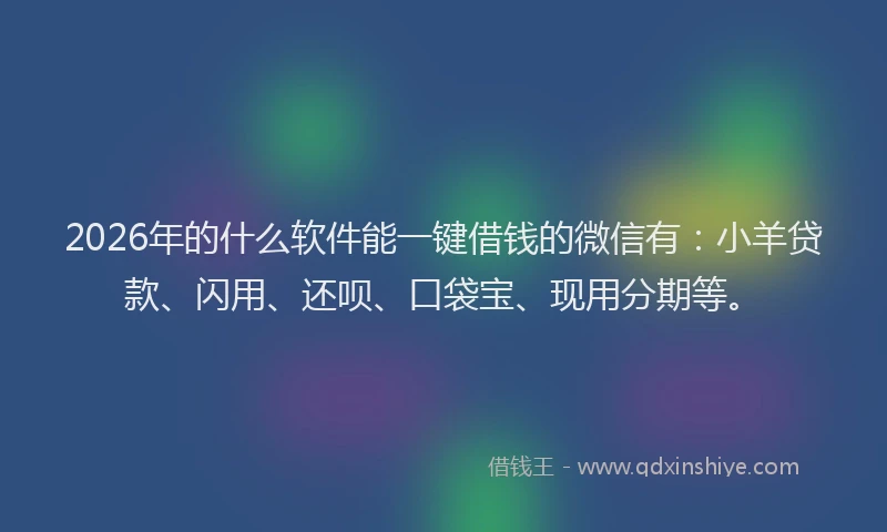 2026年的什么软件能一键借钱的微信有：小羊贷款、闪用、还呗、口袋宝、现用分期等。