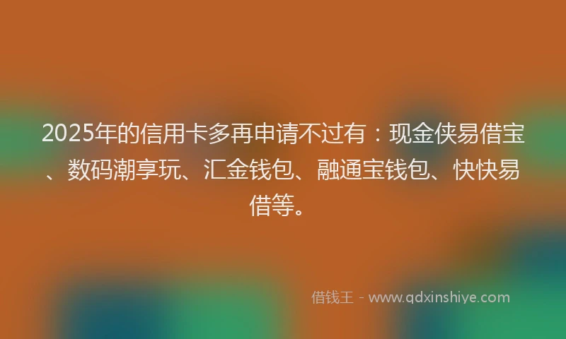 2025年的信用卡多再申请不过有：现金侠易借宝、数码潮享玩、汇金钱包、融通宝钱包、快快易借等。
