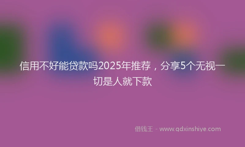 信用不好能贷款吗2025年推荐，分享5个无视一切是人就下款
