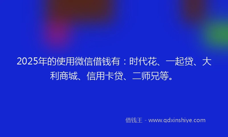 2025年的使用微信借钱有：时代花、一起贷、大利商城、信用卡贷、二师兄等。