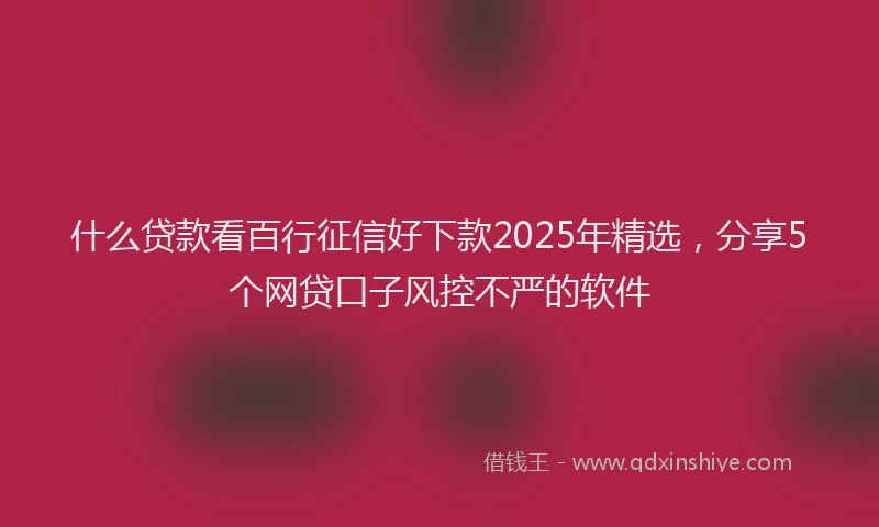 什么贷款看百行征信好下款2025年精选，分享5个网贷口子风控不严的软件