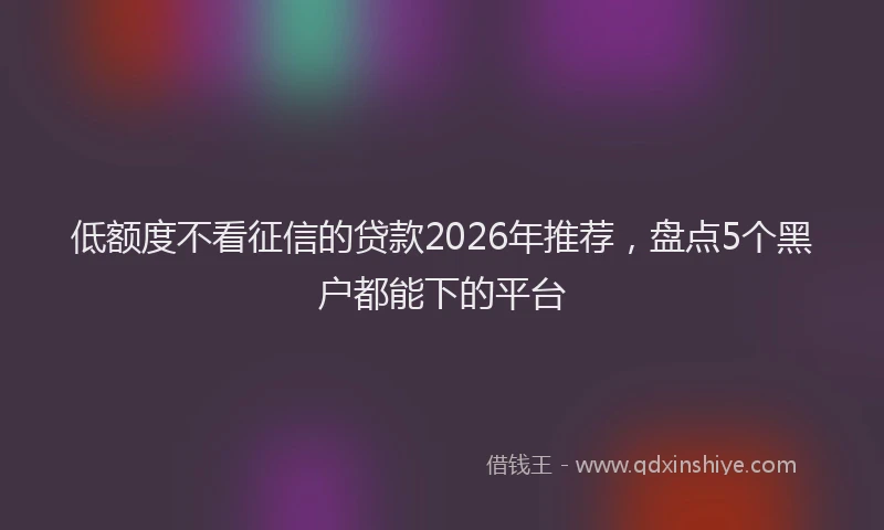 低额度不看征信的贷款2026年推荐，盘点5个黑户都能下的平台