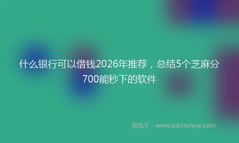 什么银行可以借钱2026年推荐，总结5个芝麻分700能秒下的软件