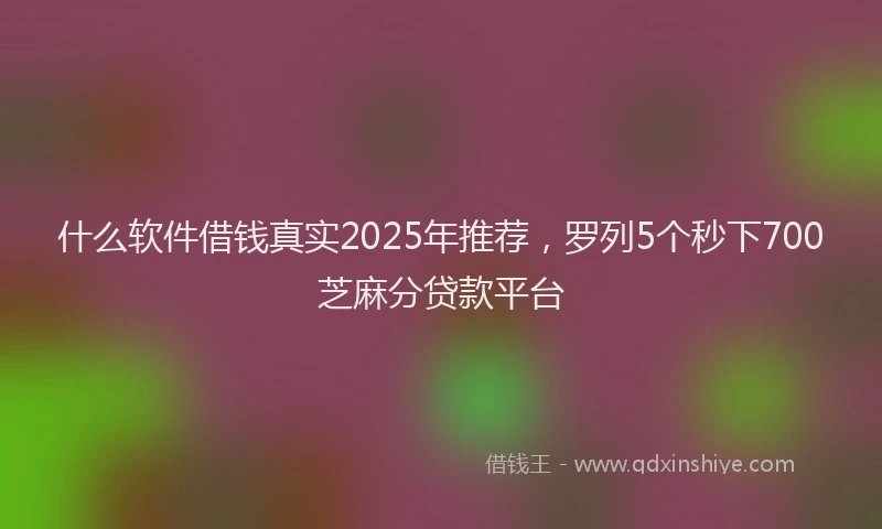 什么软件借钱真实2025年推荐,罗列5个秒下700芝麻分贷款平台