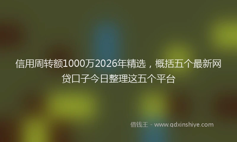 信用周转额1000万2026年精选，概括五个最新网贷口子今日整理这五个平台