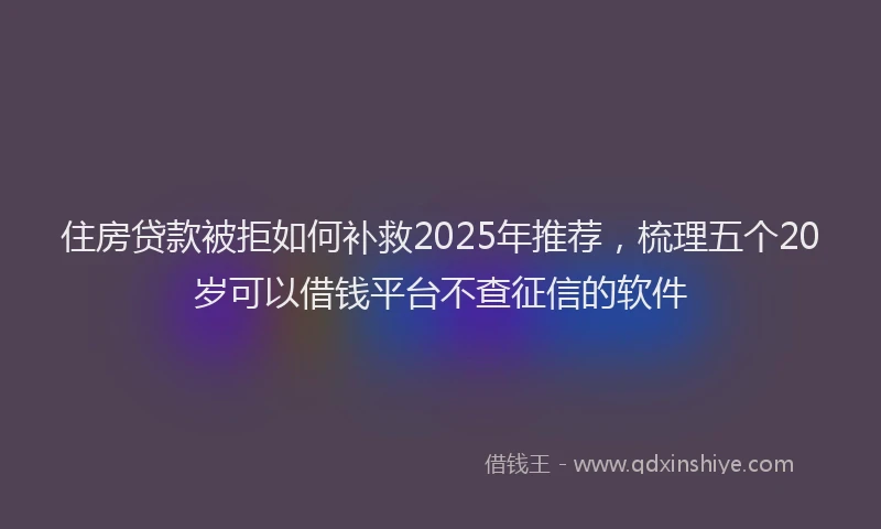 住房贷款被拒如何补救2025年推荐,梳理五个20岁可以借钱平台不查征信的软件