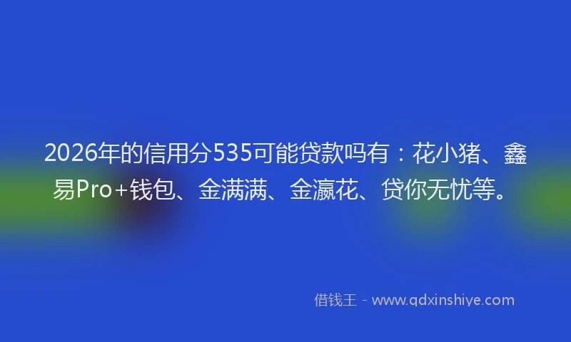 2026年的信用分535可能贷款吗有：花小猪、鑫易Pro+钱包、金满满、金瀛花、贷你无忧等。