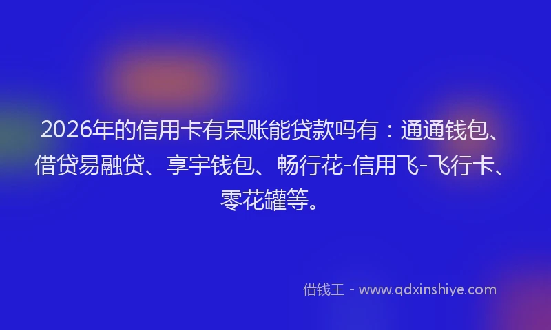 2026年的信用卡有呆账能贷款吗有：通通钱包、借贷易融贷、享宇钱包、畅行花-信用飞-飞行卡、零花罐等。