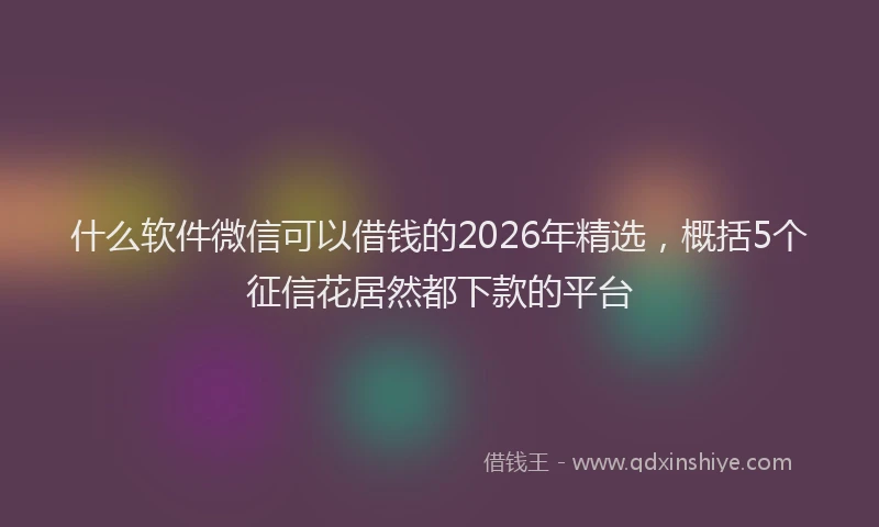 什么软件微信可以借钱的2026年精选，概括5个征信花居然都下款的平台