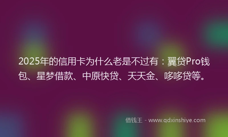 2025年的信用卡为什么老是不过有：翼贷Pro钱包、星梦借款、中原快贷、天天金、哆哆贷等。