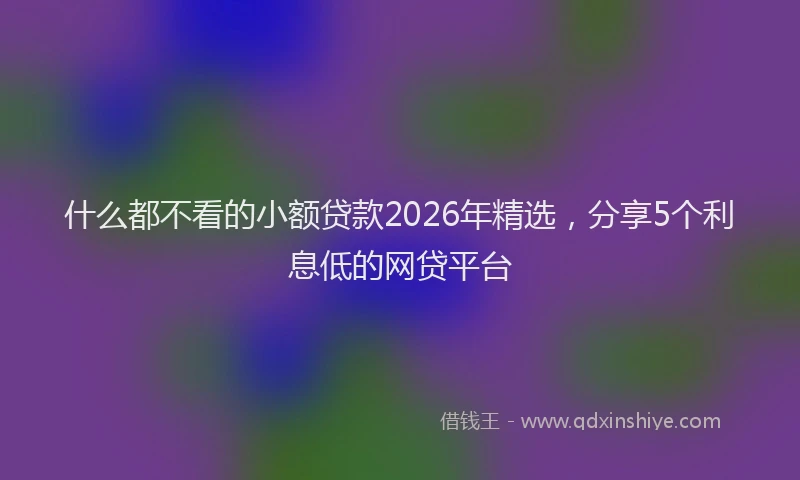 什么都不看的小额贷款2026年精选，分享5个利息低的网贷平台