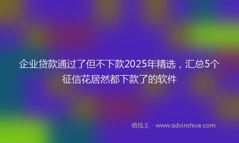 企业贷款通过了但不下款2025年精选，汇总5个征信花居然都下款了的软件