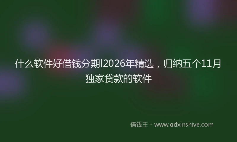 什么软件好借钱分期l2026年精选，归纳五个11月独家贷款的软件