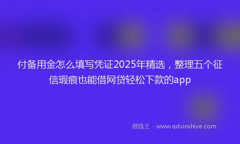 付备用金怎么填写凭证2025年精选，整理五个征信瑕疵也能借网贷轻松下款的app
