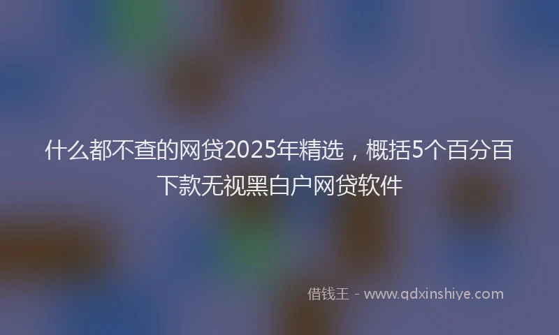 什么都不查的网贷2025年精选，概括5个百分百下款无视黑白户网贷软件