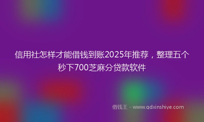 信用社怎样才能借钱到账2025年推荐，整理五个秒下700芝麻分贷款软件