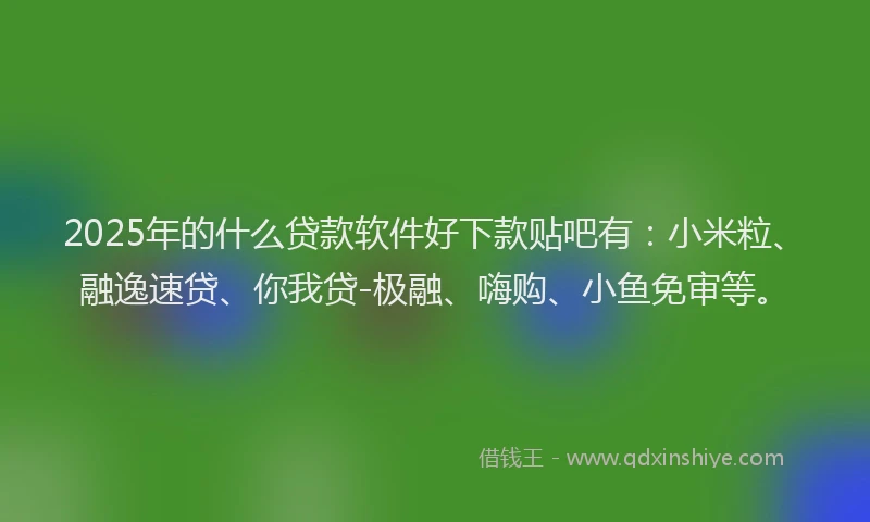 2025年的什么贷款软件好下款贴吧有：小米粒、融逸速贷、你我贷-极融、嗨购、小鱼免审等。
