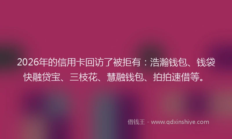 2026年的信用卡回访了被拒有：浩瀚钱包、钱袋快融贷宝、三枝花、慧融钱包、拍拍速借等。