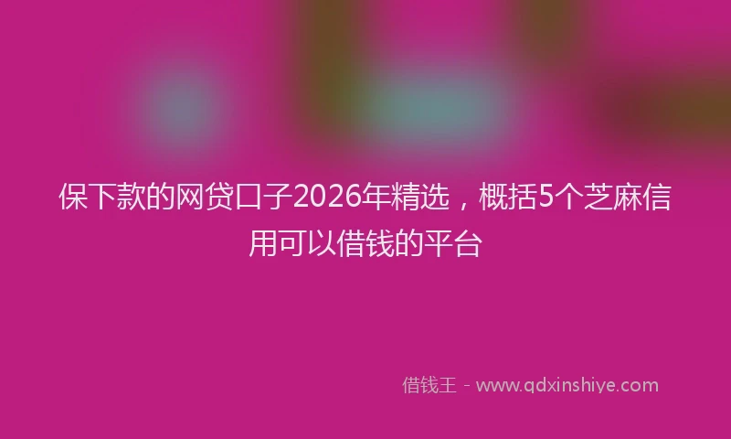保下款的网贷口子2026年精选，概括5个芝麻信用可以借钱的平台
