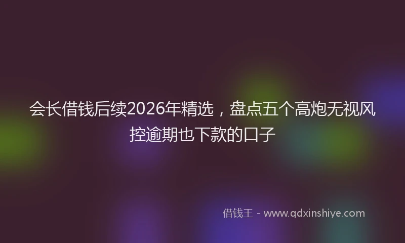 会长借钱后续2026年精选，盘点五个高炮无视风控逾期也下款的口子