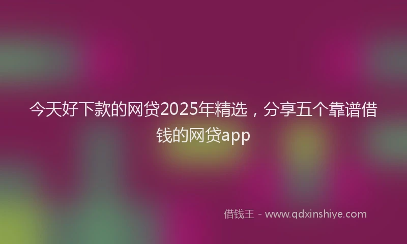 今天好下款的网贷2025年精选，分享五个靠谱借钱的网贷app