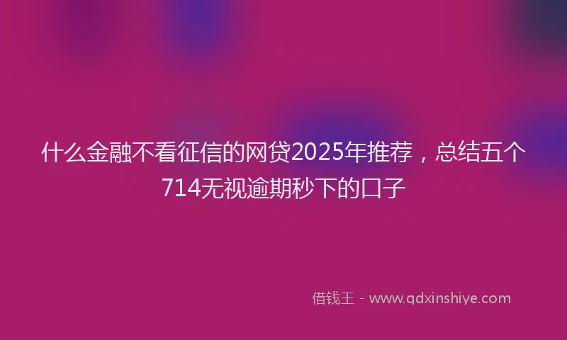 什么金融不看征信的网贷2025年推荐，总结五个714无视逾期秒下的口子