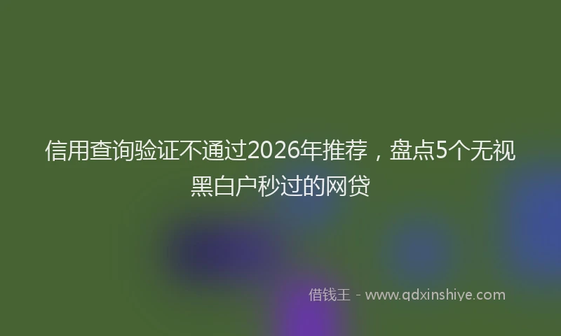 信用查询验证不通过2026年推荐，盘点5个无视黑白户秒过的网贷