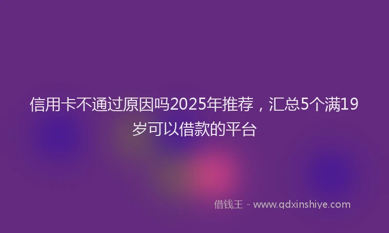 信用卡不通过原因吗2025年推荐,汇总5个满19岁可以借款的平台