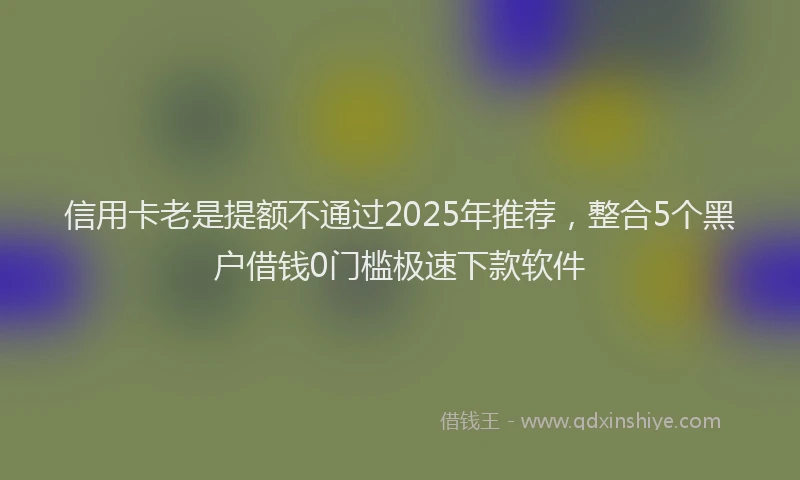 信用卡老是提额不通过2025年推荐，整合5个黑户借钱0门槛极速下款软件