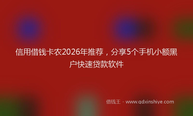 信用借钱卡农2026年推荐，分享5个手机小额黑户快速贷款软件