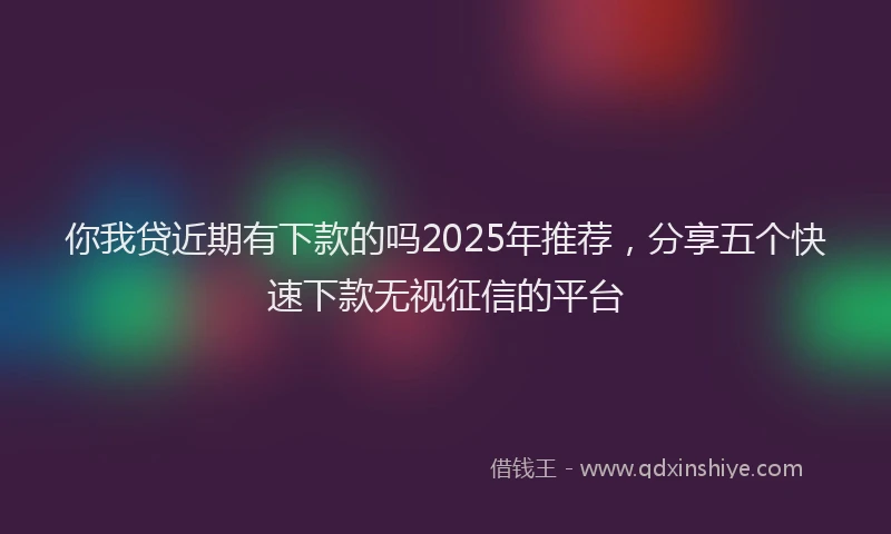 你我贷近期有下款的吗2025年推荐,分享五个快速下款无视征信的平台
