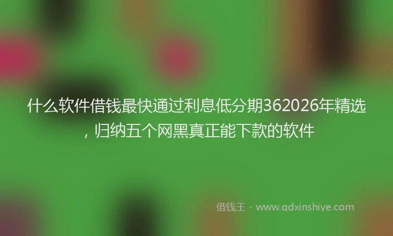 什么软件借钱最快通过利息低分期362026年精选，归纳五个网黑真正能下款的软件