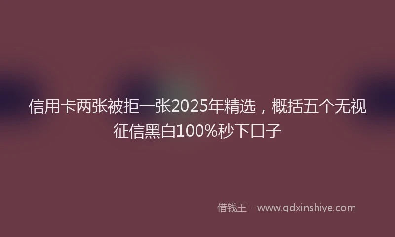 信用卡两张被拒一张2025年精选,概括五个无视征信黑白100%秒下口子