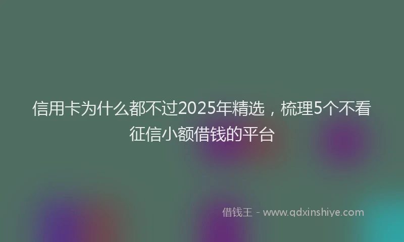 信用卡为什么都不过2025年精选，梳理5个不看征信小额借钱的平台