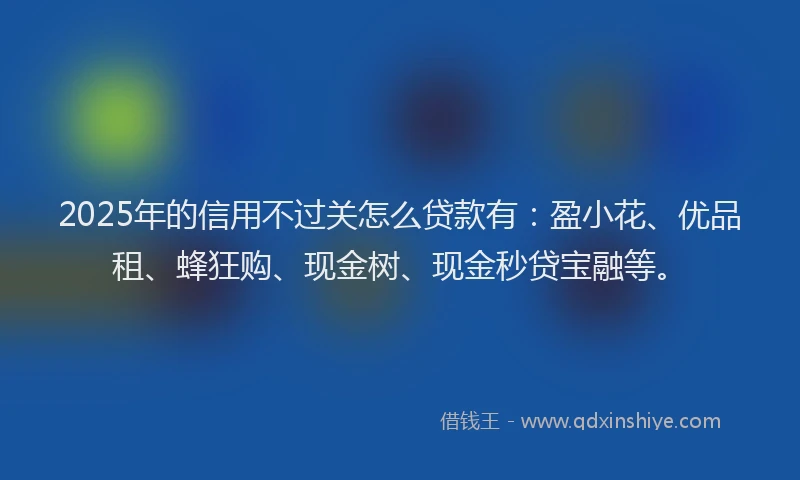 2025年的信用不过关怎么贷款有:盈小花、优品租、蜂狂购、现金树、现金秒贷宝融等。