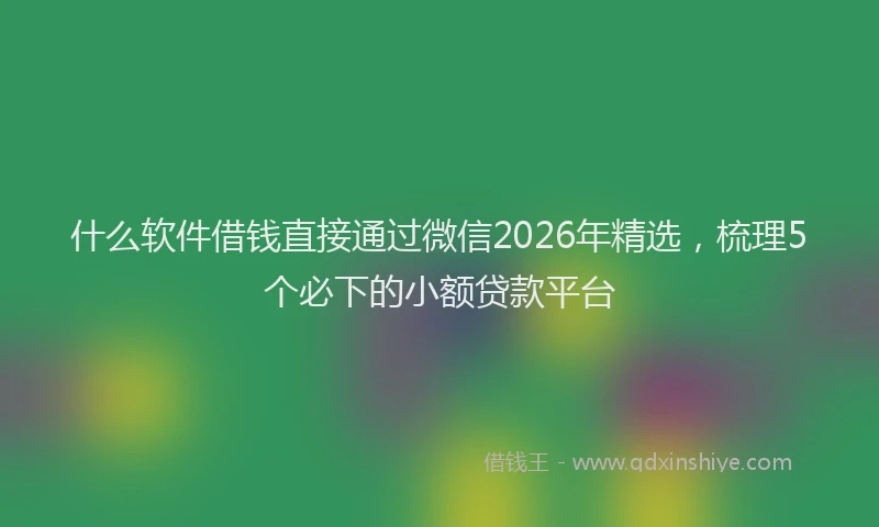 什么软件借钱直接通过微信2026年精选，梳理5个必下的小额贷款平台