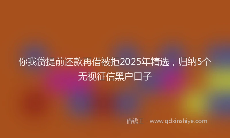 你我贷提前还款再借被拒2025年精选,归纳5个无视征信黑户口子