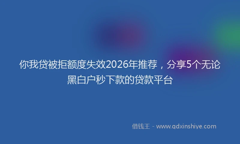 你我贷被拒额度失效2026年推荐，分享5个无论黑白户秒下款的贷款平台