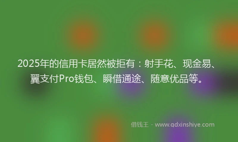 2025年的信用卡居然被拒有:射手花、现金易、翼支付Pro钱包、瞬借通途、随意优品等。