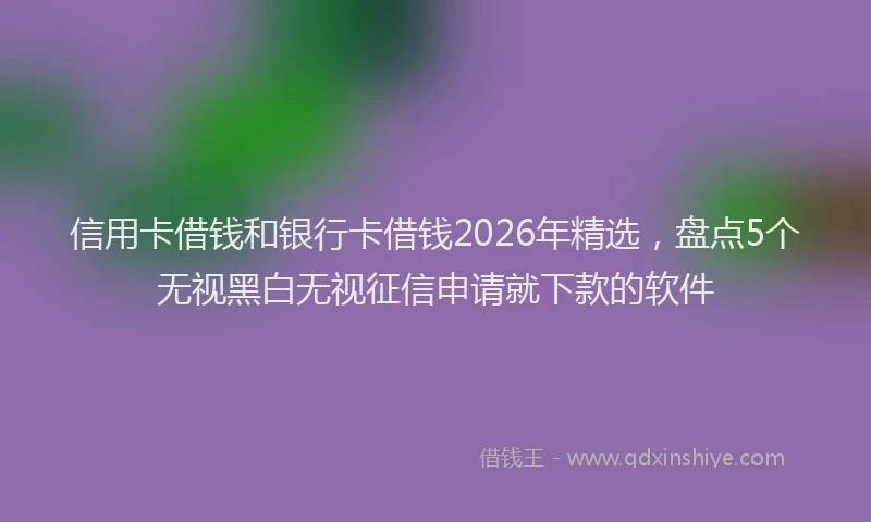 信用卡借钱和银行卡借钱2026年精选，盘点5个无视黑白无视征信申请就下款的软件