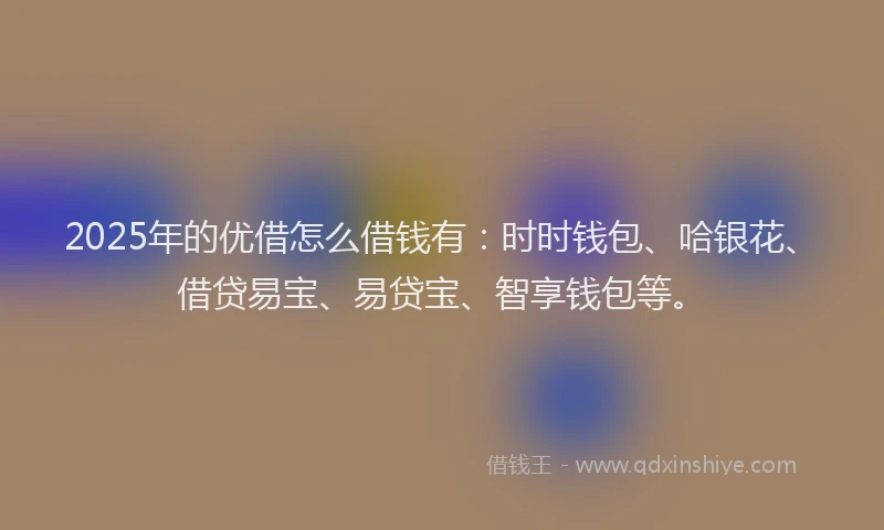 2025年的优借怎么借钱有：时时钱包、哈银花、借贷易宝、易贷宝、智享钱包等。