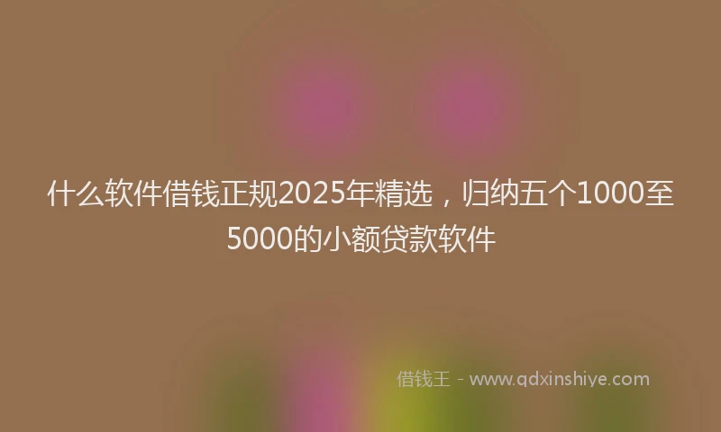 什么软件借钱正规2025年精选，归纳五个1000至5000的小额贷款软件