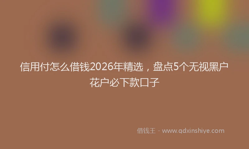 信用付怎么借钱2026年精选,盘点5个无视黑户花户必下款口子