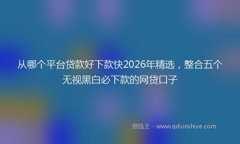 从哪个平台贷款好下款快2026年精选，整合五个无视黑白必下款的网贷口子