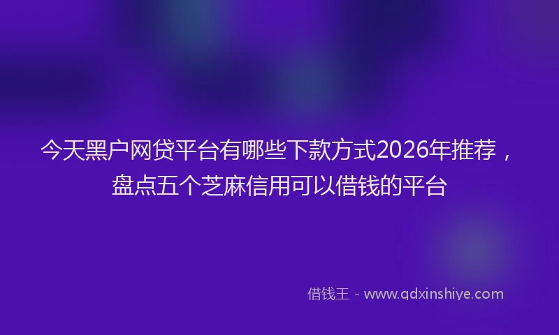 今天黑户网贷平台有哪些下款方式2026年推荐，盘点五个芝麻信用可以借钱的平台