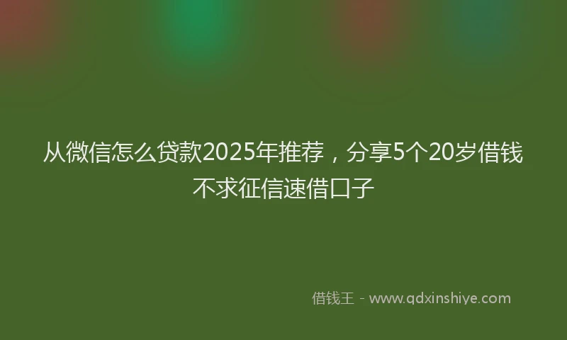 从微信怎么贷款2025年推荐,分享5个20岁借钱不求征信速借口子