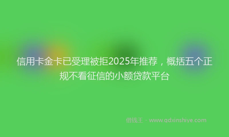信用卡金卡已受理被拒2025年推荐，概括五个正规不看征信的小额贷款平台