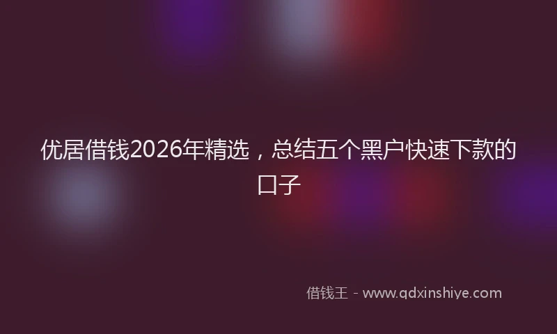 优居借钱2026年精选，总结五个黑户快速下款的口子