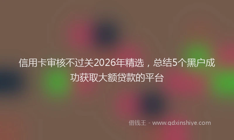 信用卡审核不过关2026年精选,总结5个黑户成功获取大额贷款的平台