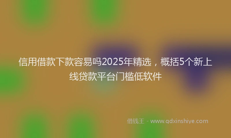 信用借款下款容易吗2025年精选，概括5个新上线贷款平台门槛低软件
